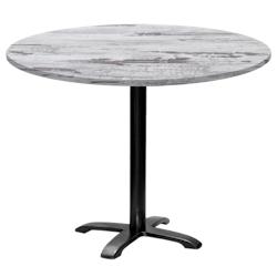 Restootab - Table ronde Ø110cm - modèle Bazila chêne islande - blanc fonte 3760371512355_0