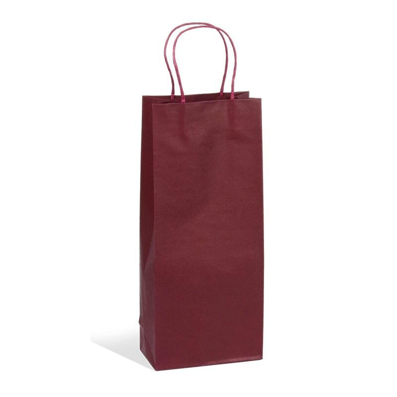Sac 1 & 2 bouteilles Lie de Vin kraft poignées torsadées 16+9x38cm par 200 - en carton 3700481693391_0