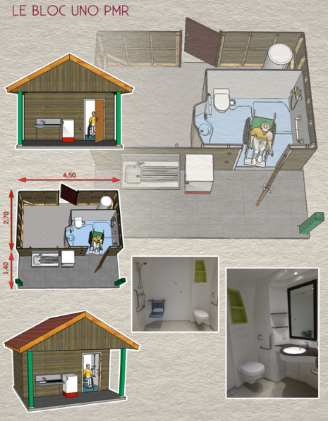 Sanitaires publics extérieurs PMR - Sanilodge DUO avec 2 douches et 2 cabines conformes_1