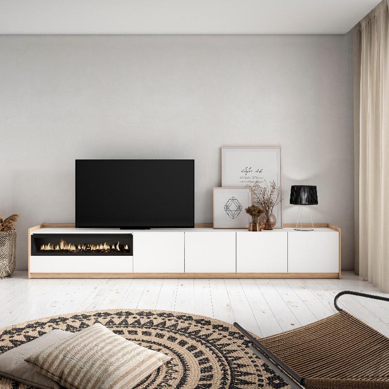 SKRAUT HOME - MEUBLE TV, BANC TÉLÉ, 310X50X37 CM, POUR LES TV JUSQU'À 80