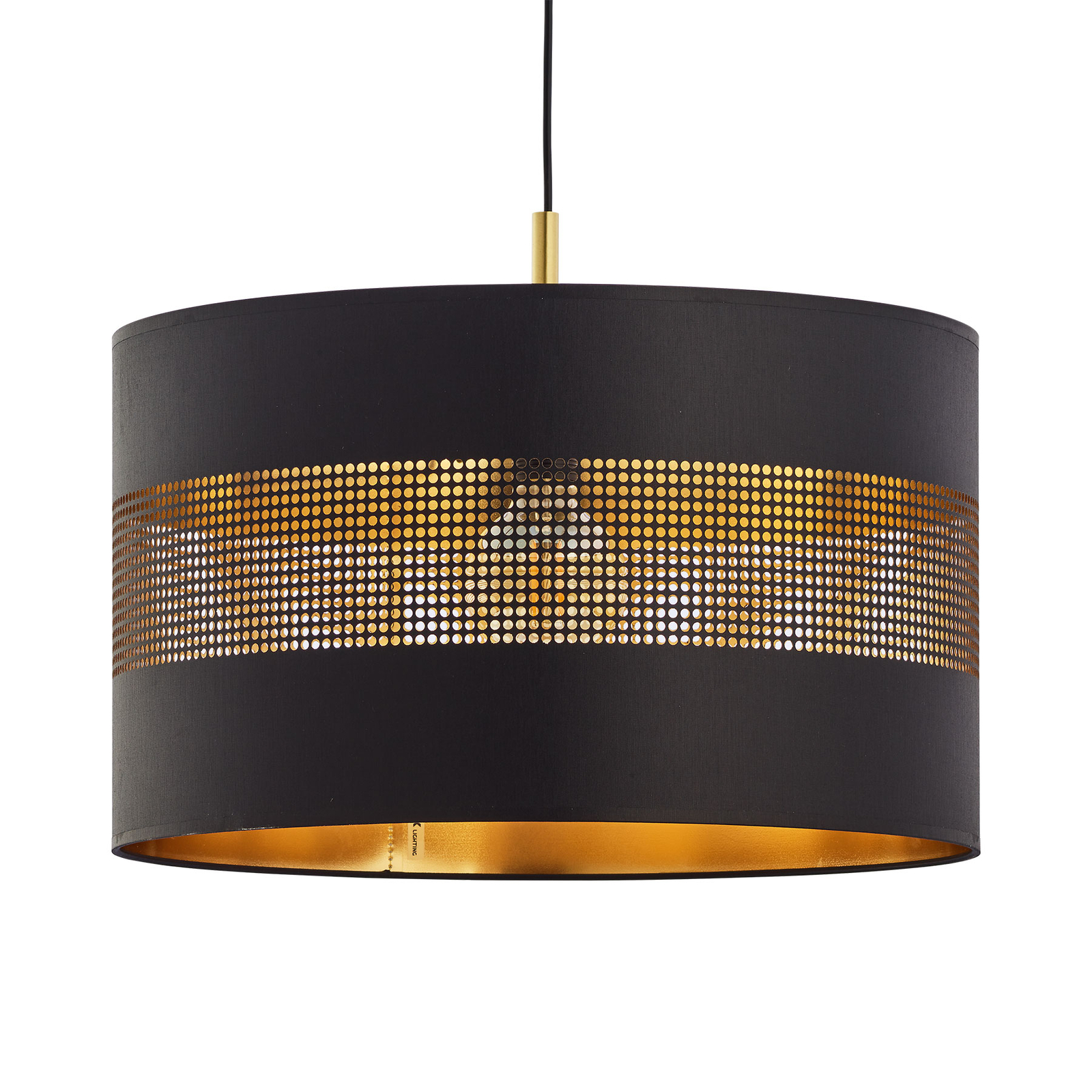 TK LIGHTING SUSPENSION TAGO, À UNE LAMPE, NOIRE/DORÉE