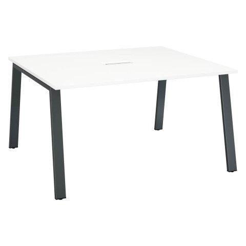 TABLE DE RÉUNION MODULABLE ECLA BLANC L 140 X P 126 PIÈTEMENT MÉTAL ANTHRACITE