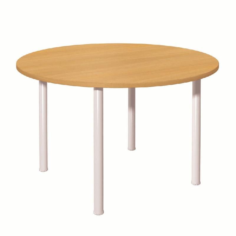 TABLE MODULAIRE RONDE - PIED TUBULAIRE ALUMINIUM - PLATEAU HÊTRE