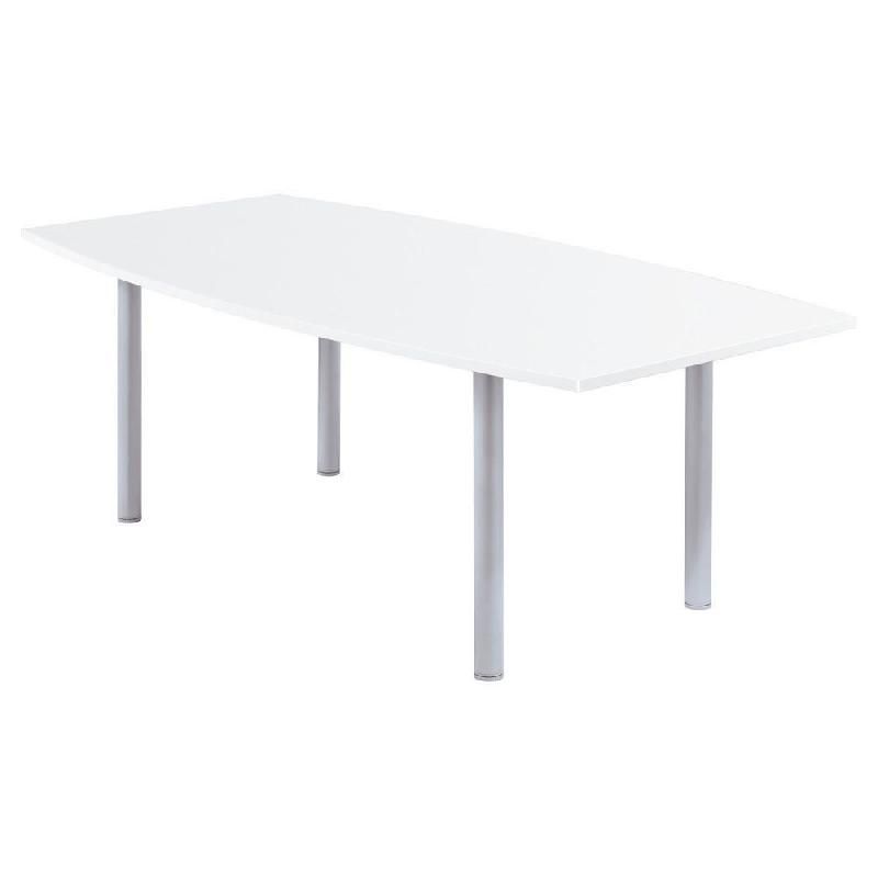 TABLE TONNEAU ACTUAL L. 200 X 100 CM - PLATEAU BLANC - PIED TUBULAIRE ALUMINIUM