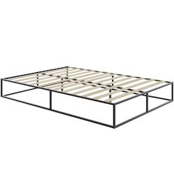 TecTake GmbH tectake Cadre de lit en acier KYOTO avec sommier à lattes, 250 kg 140 x 200 cm noir - 405439 - noir acier 405439_0