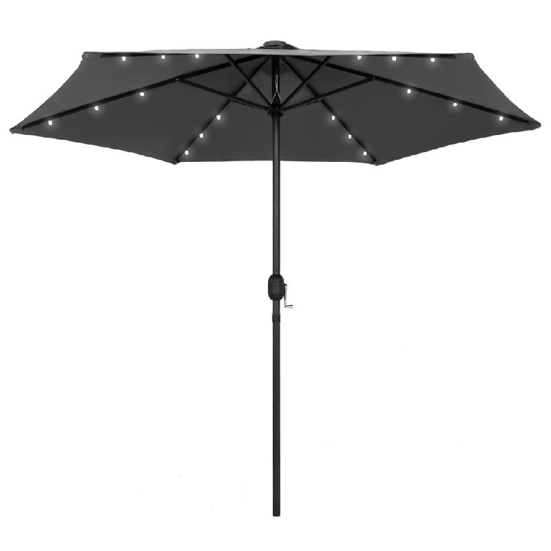 VidaXL Parasol de jardin et lumières LED mât en aluminium anthracite Modèle Horizon Confort - noir 47354_0