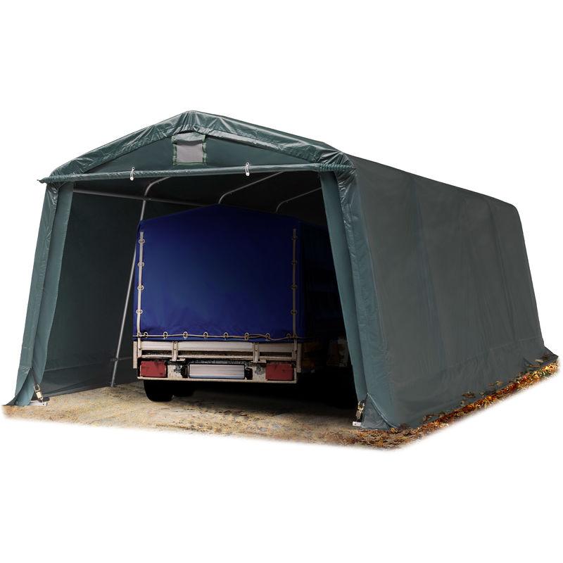 ABRI/TENTE GARAGE PREMIUM 3,3 X 6,2 M POUR VOITURE ET BATEAU - TOILE PVC ENV. 500G/M² IMPERMÉABLE VERT FONCE - VERT