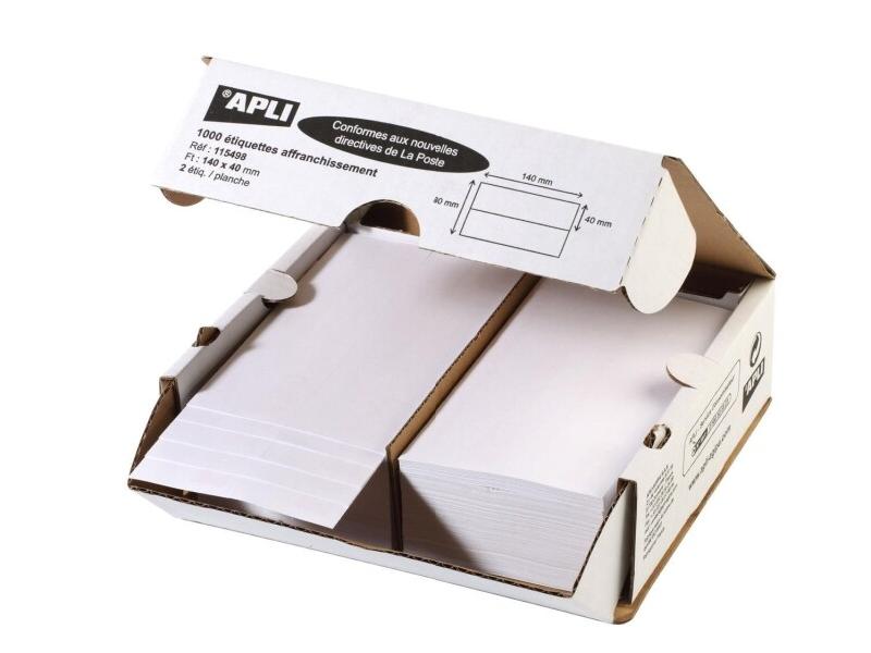 Apli 1000 étiquettes d'affranchissement, 140 x 40 mm, 2 étiqu./ planche - 3270241154986_0