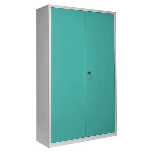 ARMOIRE RANGEMENT L900 CORPS GRIS CLAIR PORTES VERT AMANDE 6027