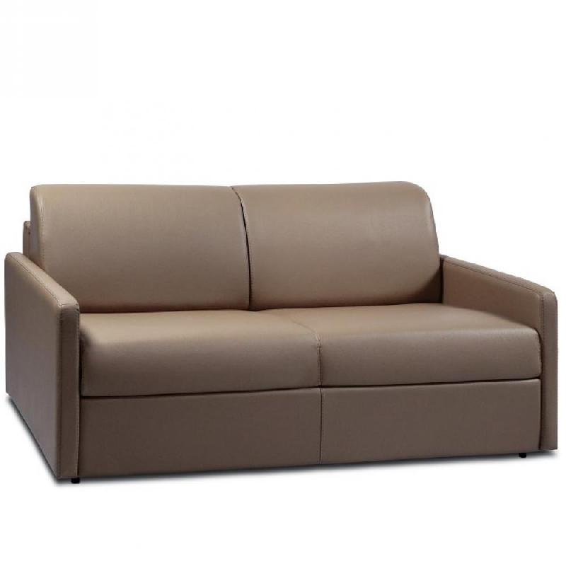 Canapé convertible express SUN Edition en cuir et PU - Cayenne taupe 140 cm avec matelas 16 cm_0