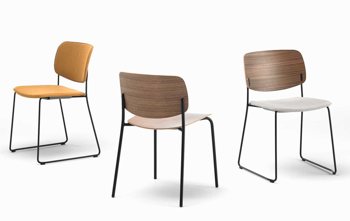 Chaise KARYN - design polyvalent et contemporain - assise et dossier en polypro, bois ou tapissés - empilable_0