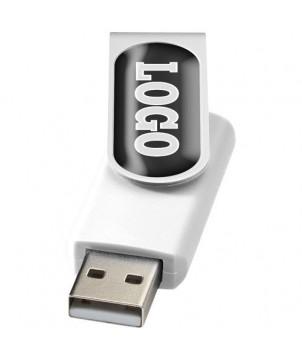 CLÉ USB ROTATIVE AVEC DOMING 16 GB - BLANC - CLÉS USB PUBLICITAIRES PERSONNALISÉES