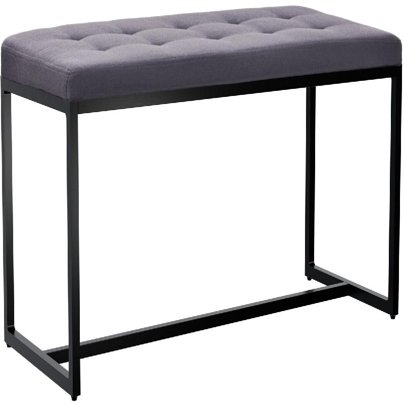 Décoshop26 - Banc d'entrée contemporain largeur 100cm à structure en métal noir assise capitonnée en tissu gris foncé 10_0006215 - métal 3000265442574_0
