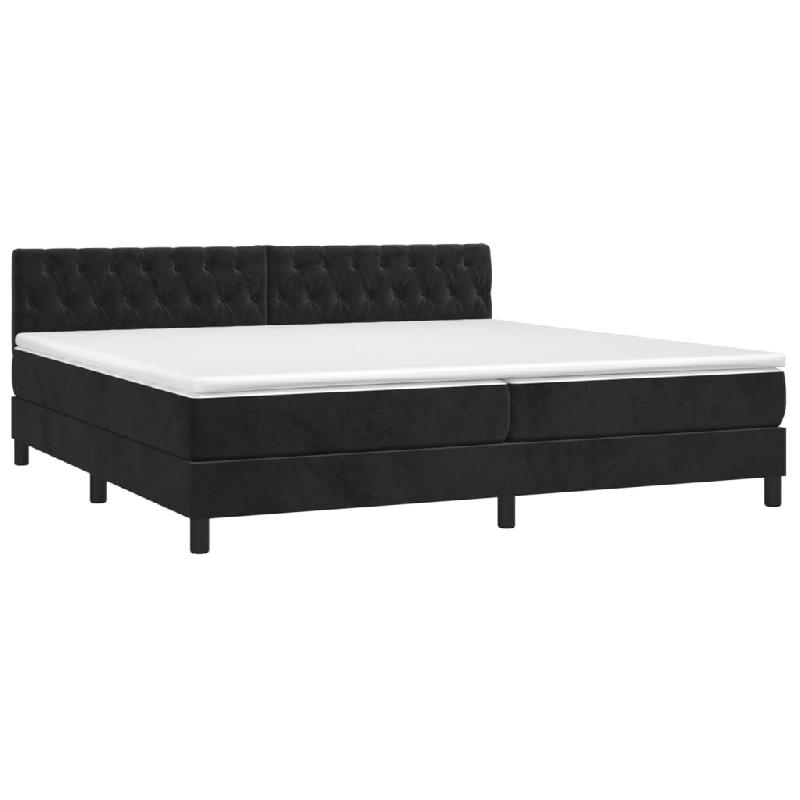 Décoshop26 - Cadre de lit LED avec sommier tête de lit matelas 200x200 cm tissu velours noir TDL0209144 - noir 3001676582729_0