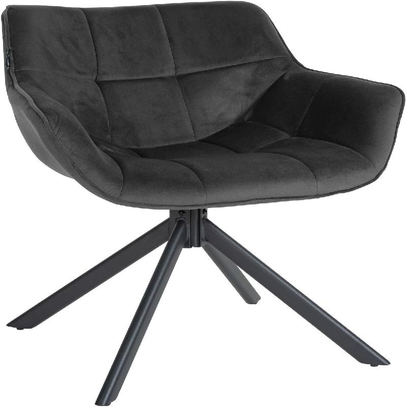 Décoshop26 - Chaise de salle à manger fauteuil lounge rotatif en velours gris foncé cadre métallique noir BUR10675 - gris métal 3002466732690_0