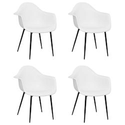 Décoshop26 - Set de 4 chaises de salle à manger en PP blanc dossier incurvé et métal DEC025604 - blanc 3000255342549_0