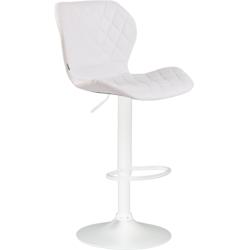 Décoshop26 - Tabouret de bar x1 avec coutures décoratives en forme de losanges en PVC blanc et métal blanc 10_0004654 - blanc 3000252217444_0