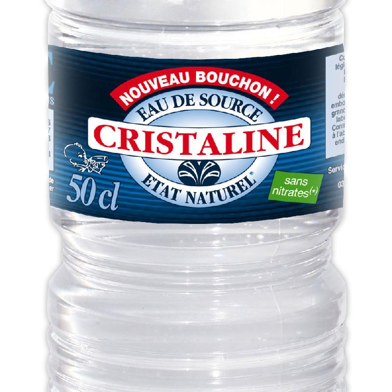 EAU DE SOURCE CRISTALLINE - NATURELLE PLATE - BOUTEILLE 50 CL - PALETTE 72 PACKS DE 24 BOUTEILLES
