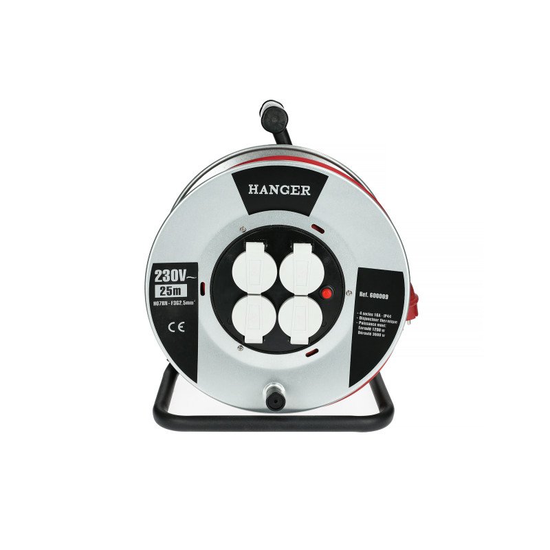 ENROULEUR ÉLECTRIQUE 25M H07RN-F 3G 2,5MM2 FLASQUE ACIER - HANGER - 600009