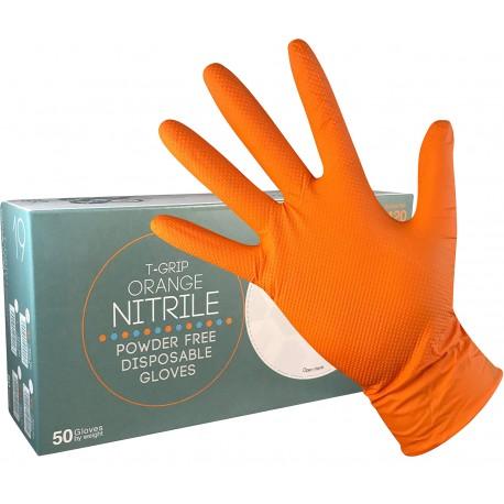 Gants nitrile non poudrés orange texturés diamant 8,5g - 240mm - boîte de 50 gants - Réf : 200001001_0