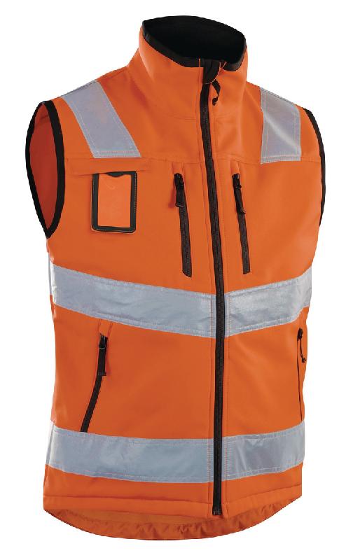 GILET SOFTSHELL HAUTE VISIBILITÉ ORANGE FLUORESCENT TAILLE S - MANUTAN COLLECTIVITÉS