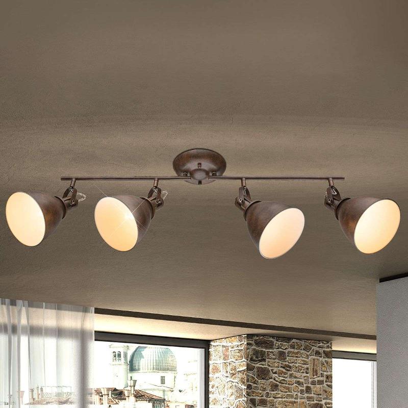 GLOBO GIORGIO - PLAFONNIER À 4 LAMPES EN BRUN ROUILLÉ