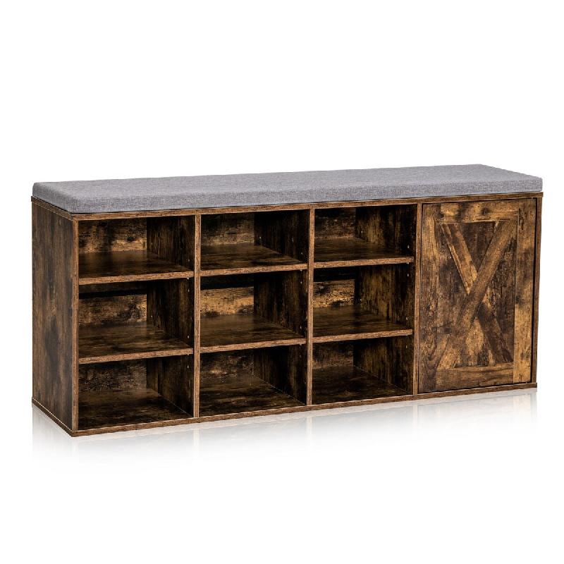 Helloshop26 - Banc à chaussures avec coussin rembourré 110,5 x 30 x 49 cm rangement flexible finition élégante en bois d'ingénierie 20_0010587 -_0