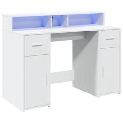 Helloshop26 - Bureau table poste de travail meuble d'ordinateur informatique étude avec lumières LED 120 x 55 x 91 cm bois 02_0023404 - 3000214305004_0