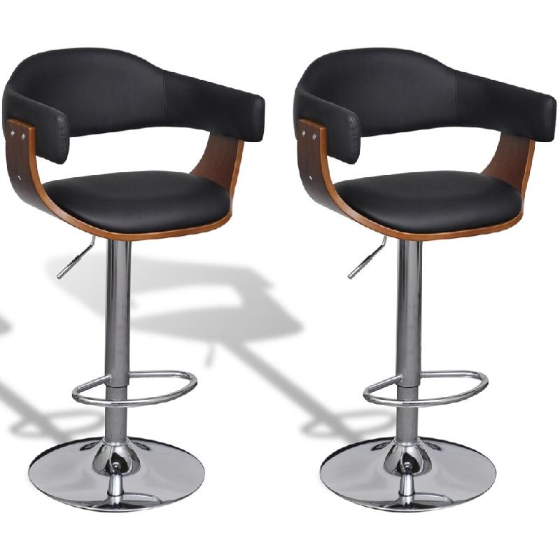 Helloshop26 - Lot de 2 tabourets de bar noir et bois design moderne 1202019 - 3000021239479_0