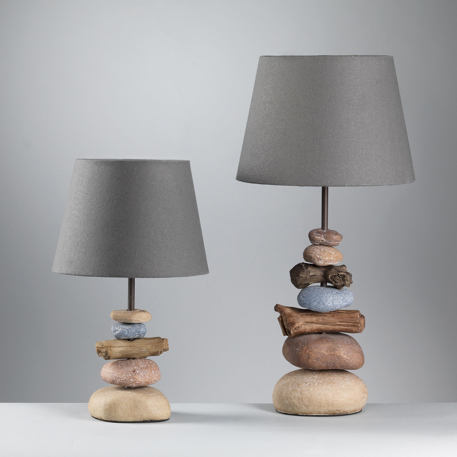 ONLI LAMPE VERA, ABAT-JOUR TISSU ET DÉCOR PIERRE, 38 CM