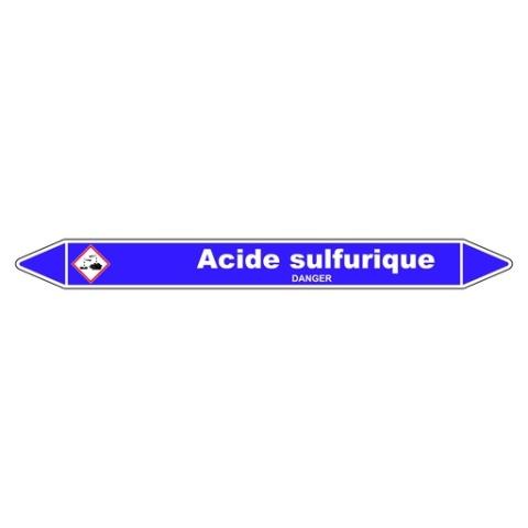 LOT DE 3 - MARQUEUR TUYAUTERIE - ACIDE SULFURIQUE - VINYLE LAMINÉ 150 X 12 MM