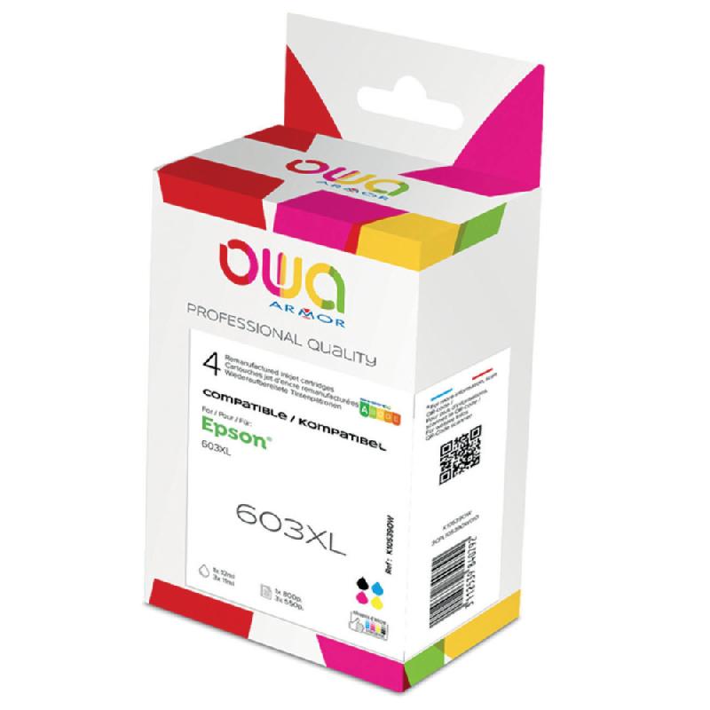 OWA K10539OW CARTOUCHE D'ENCRE REMANUFACTURÉE COMPATIBLE EPSON 603XL - PACK 4 COULEURS