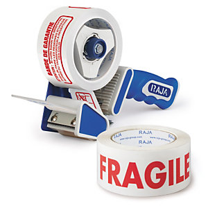 PACK DÉVIDOIR + 36 ADHÉSIFS IMPRIMÉS GARANTIE 28 MICRONS RAJA 50 MM X 100 M