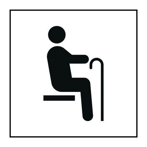 PICTO SIÈGE POUR PERSONNES ÂGÉES GRAVOPLY NOIR/BLANC 350X350
