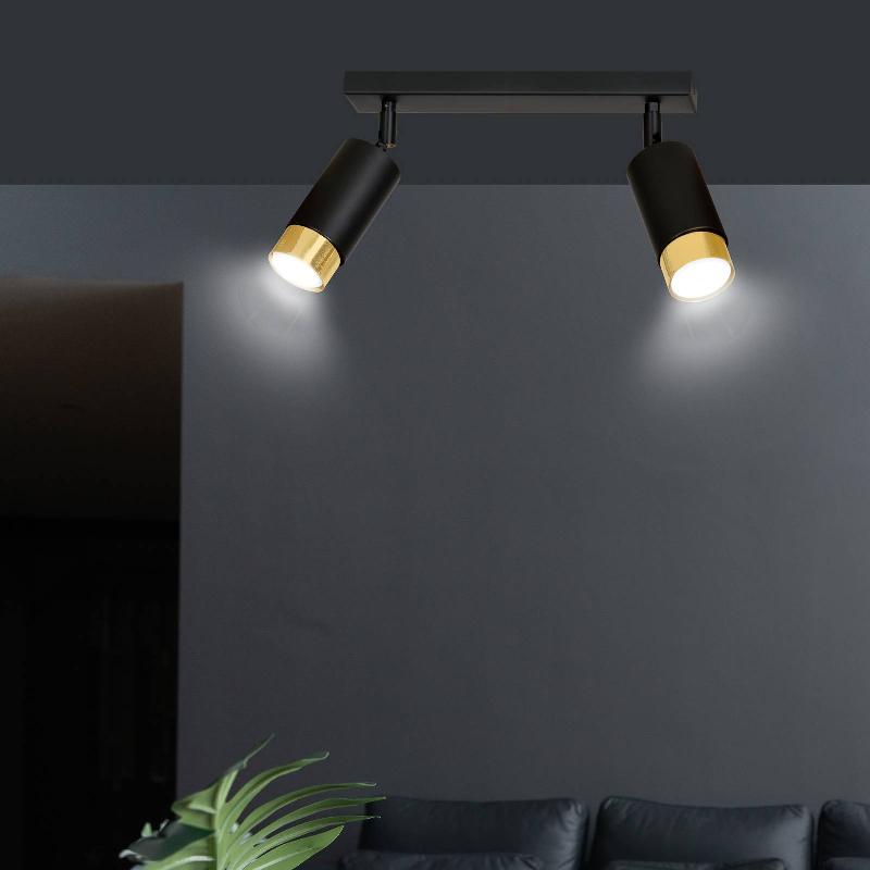 EMIBIG LIGHTING PLAFONNIER À SPOTS KUMO NOIR/DORÉ À 2 LAMPES
