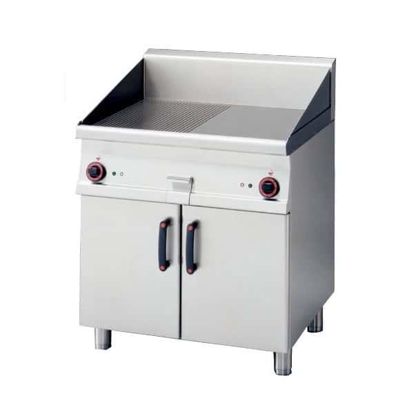 Plancha électrique sur meuble placard fermé - inox AISI 304 - gamme 700 - 11.1 kW - plaque lisse ou rainurée_0