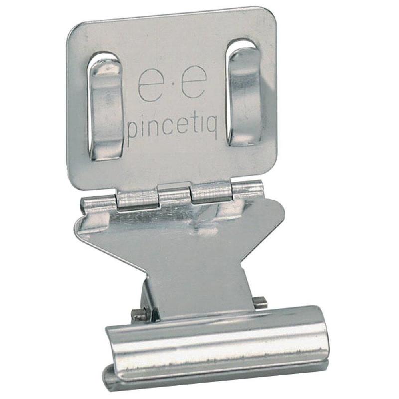 Porte-étiquette Pinc'etiq 3.5x4x5.5cm - sachet de 10 - Agréé contact alimentaire - Pince inox inclinable_0