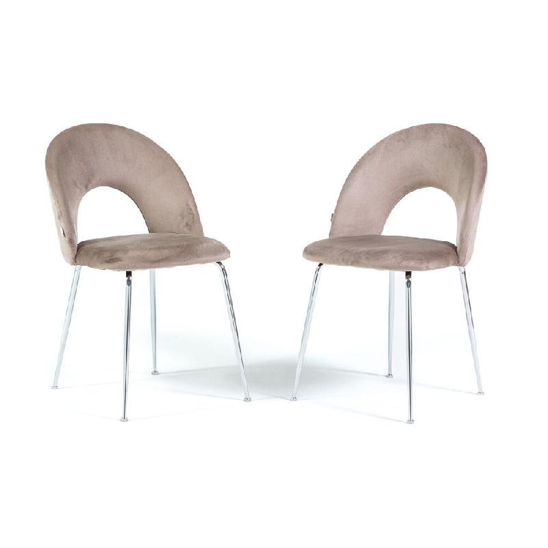 RATTATAN Lot de 2 chaises d’intérieur MARGOT en velours, dossier galbé, pieds en métal, élégantes et modernes pour la maison et les restaurants_0