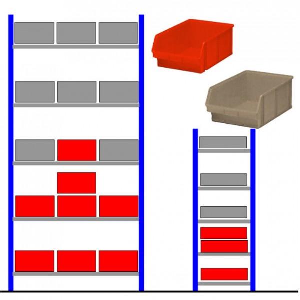 Rayonnage d'atelier avec bacs éco - Rouge et Gris - Départ - 16 bacs de 25L - Marque Rolléco_0