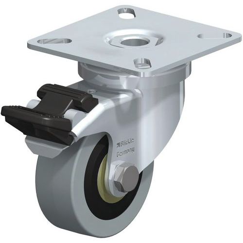 ROUL. PIV+FR PLATINE D=50MM F=40KG MOY. BIL LE BDG CAOUT. - BLICKLE