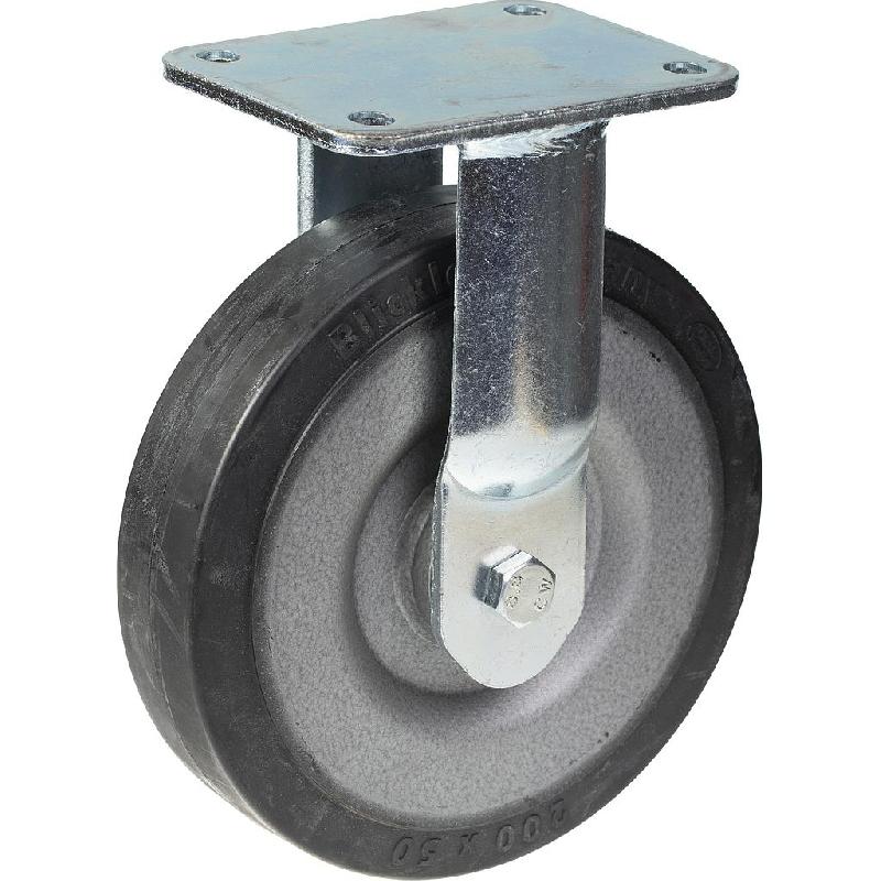 Roulette fixe de 125 mm avec bande élastique noire sur un moyeu en nylon_0