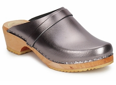 SABOTS CUIR ÉTAIN