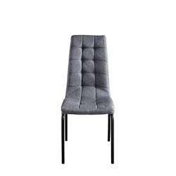 SIT Möbel Chaises de salle à manger, lot de 2|Assise et dossier rembourrés|Revêtement en tissu gris clair|Pieds en acier noir|L42xP58,5xH103cm - m_0