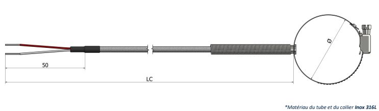 Thermistance de surface - Collier de serrage Type 2 - HS42 - PTC et NTC avec options de montage et câbles haute température_0