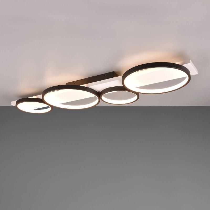 TRIO LIGHTING PLAFONNIER LED MEDERA, À 4 LAMPES, NOIR