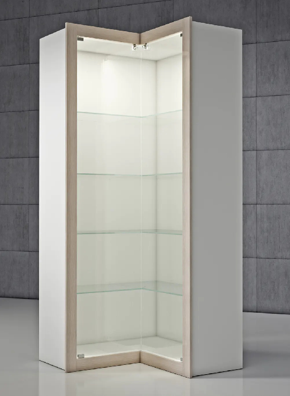 Vitrine d'angle - Mobilier d'exposition QF-AVA avec serrure et design optimisé_0