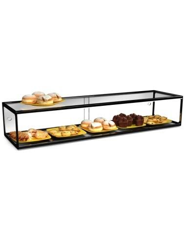 Vitrine neutre à poser - 1 niveau - 1200 mm - verre trempé - EP20B | Sayl Barcelona - Sans lumière LED - noir 674005069838_0