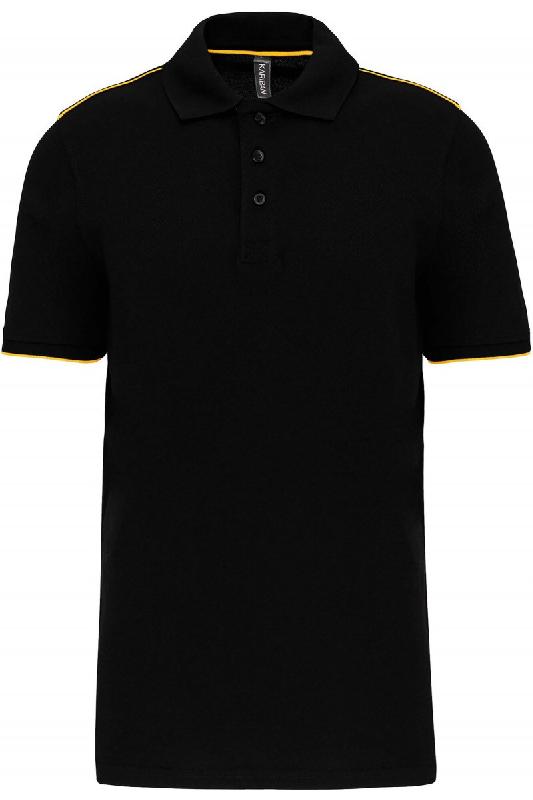 WK Designed To Work Polo DayToDay contrasté manches courtes homme Black / Yellow XXL 65% Polyester | 35% Coton - XXL 3663938182919_0