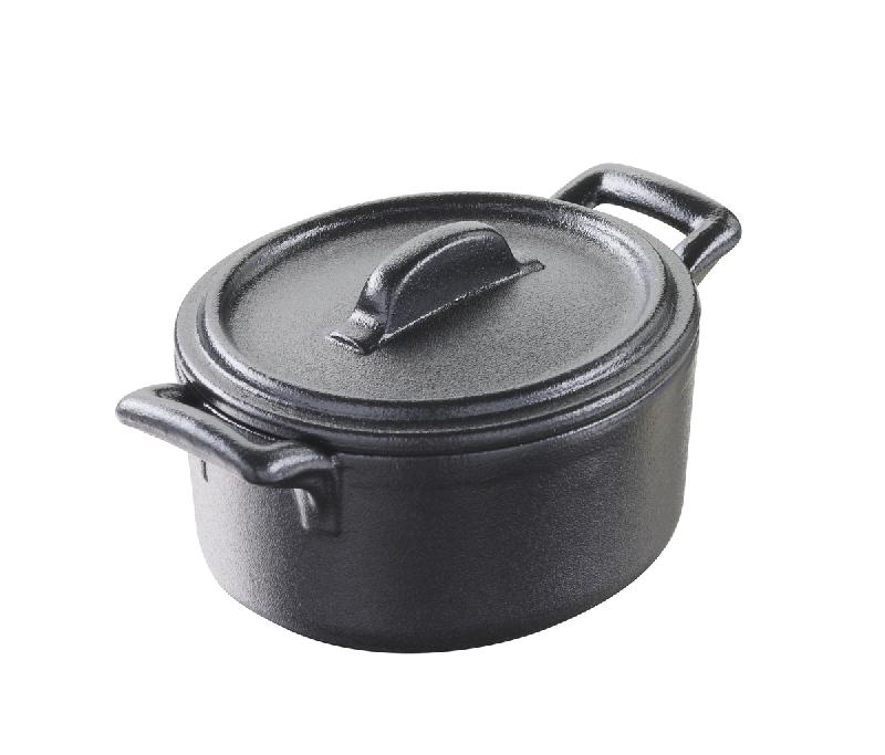 COCOTTE AVEC COUVERCLE OVALE NOIR PORCELAINE 13,5X12,2 CM BELLE CUISINE REVOL