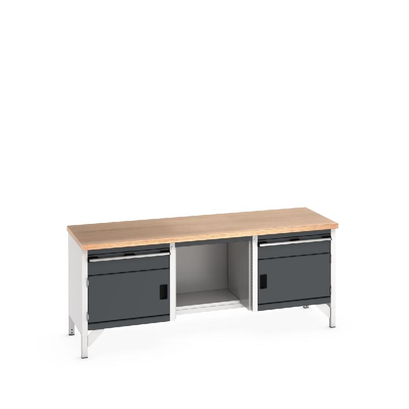 Établi monobloc KW Cubio 2078-1.7 Mpx - 2 compartiments portes et tiroirs - 2000x750x840 mm_0